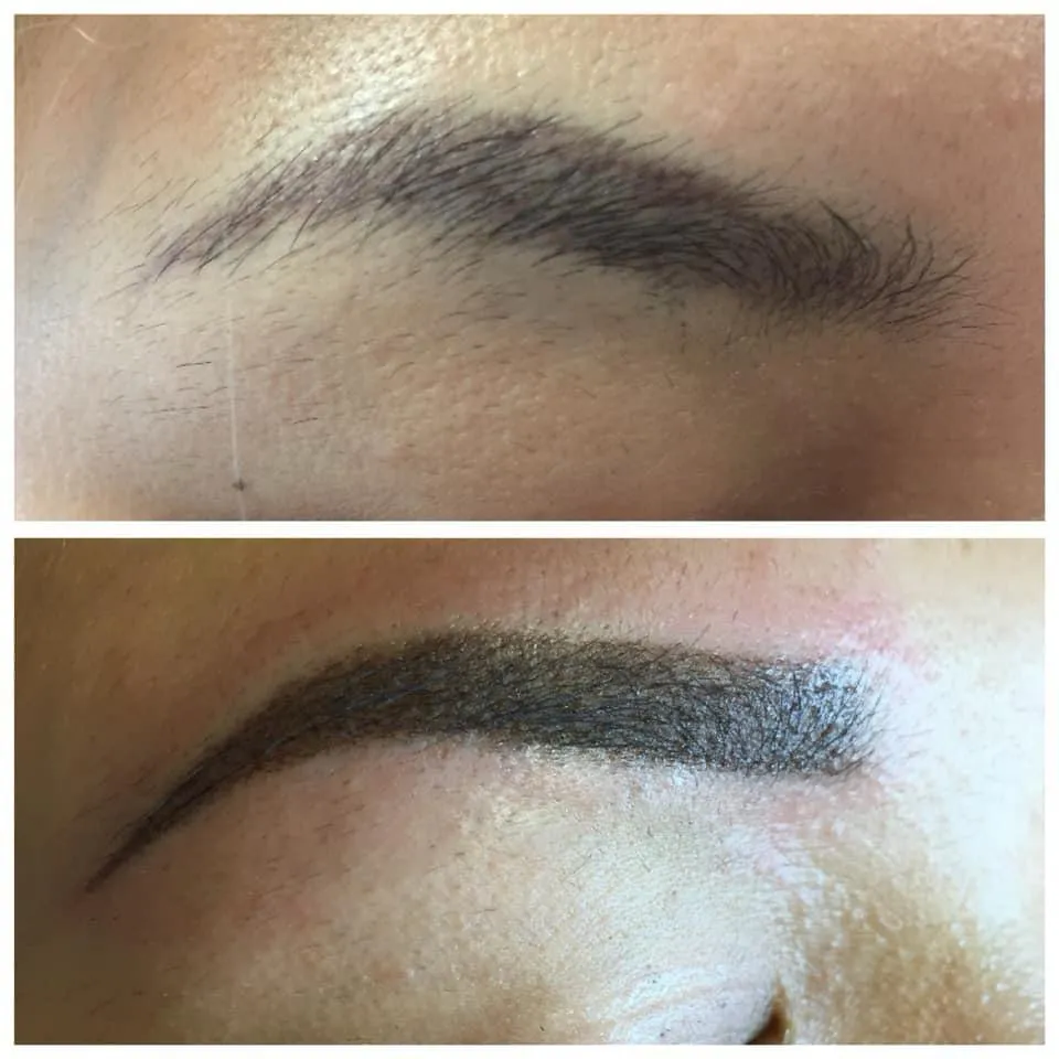 Avant après teinture restructuration sourcils Antibes