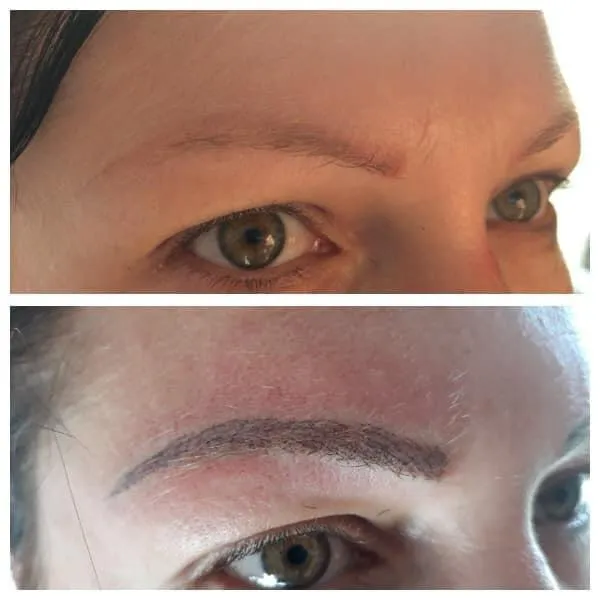 Avant après restructuration sourcils forme naturelle Antibes